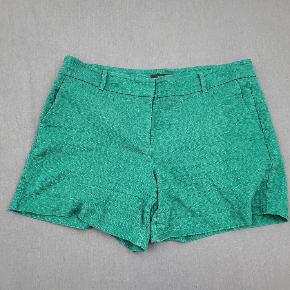 Ann Taylor Emerald Green Textured Cotton Shorts Womens 14 Dressy Summer 468289